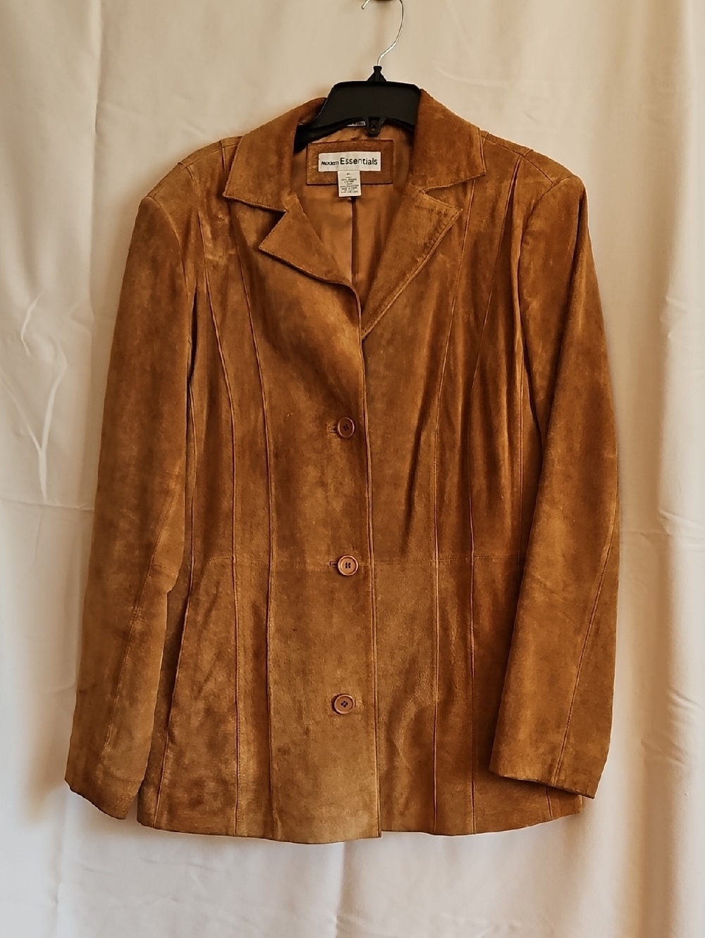 Vintage, Home Essentials Tan Suede Button-Front Leather Blazer